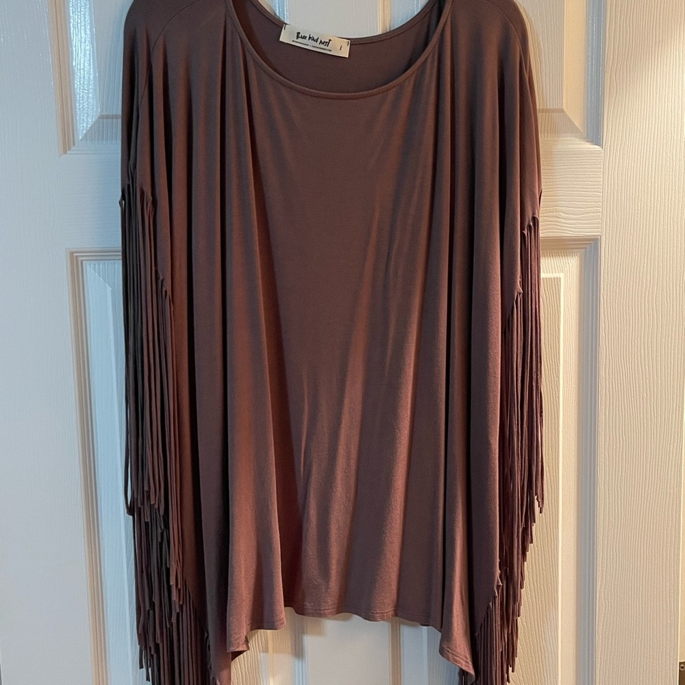 Three Bird Nest Brown Fringe Tunic
